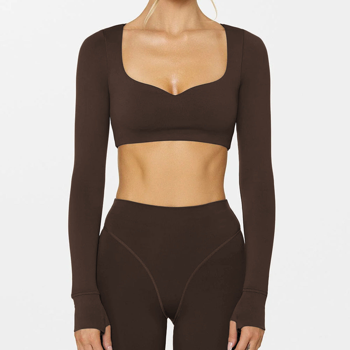 Yoga Abdominal Exercising Band Chest Pad Long Sleeve Top For Women