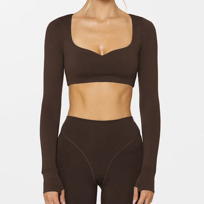 Yoga Abdominal Exercising Band Chest Pad Long Sleeve Top For Women