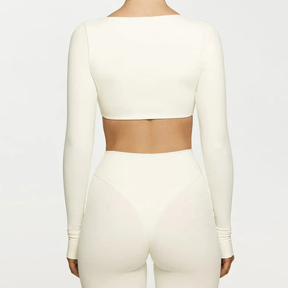 Yoga Abdominal Exercising Band Chest Pad Long Sleeve Top For Women