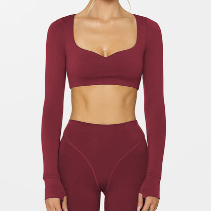 Yoga Abdominal Exercising Band Chest Pad Long Sleeve Top For Women