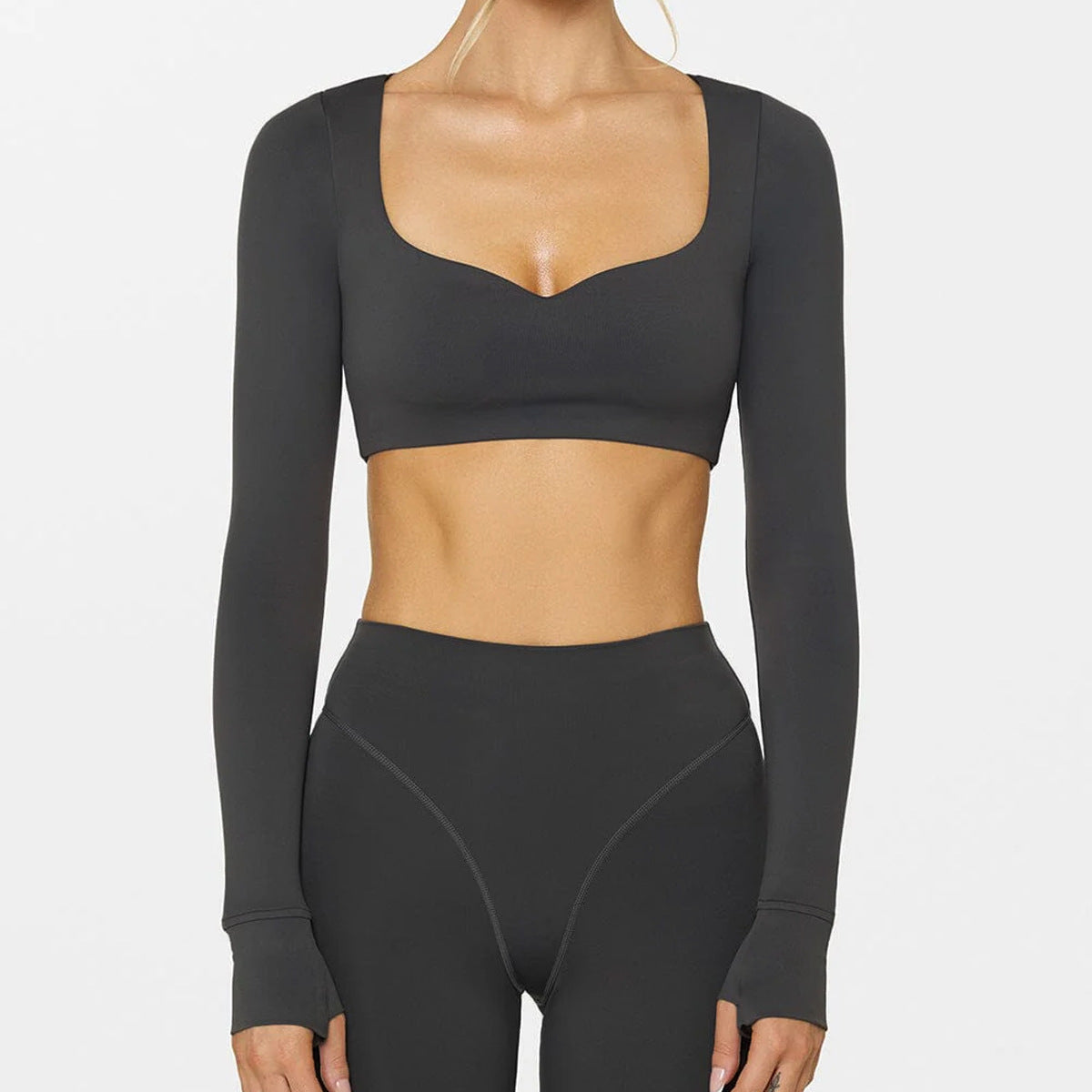 Yoga Abdominal Exercising Band Chest Pad Long Sleeve Top For Women